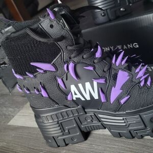 Anthony Wang Women's Combat Boots - Black and Purple